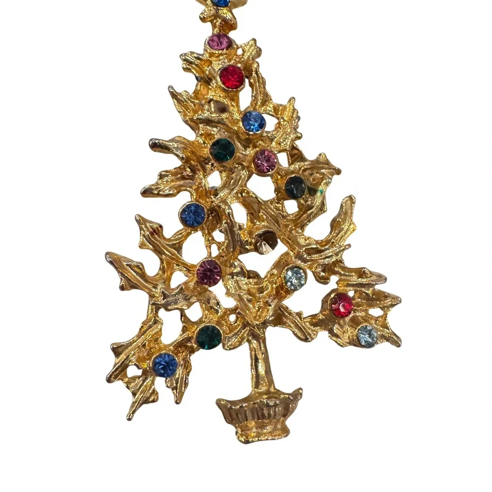 Lot of 6 Christmas Brooches Tree‎ Snowman Bear Wreath Vintage 2 stones missing